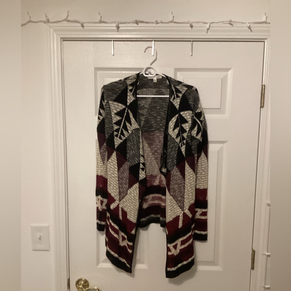 Patterned cardigan.